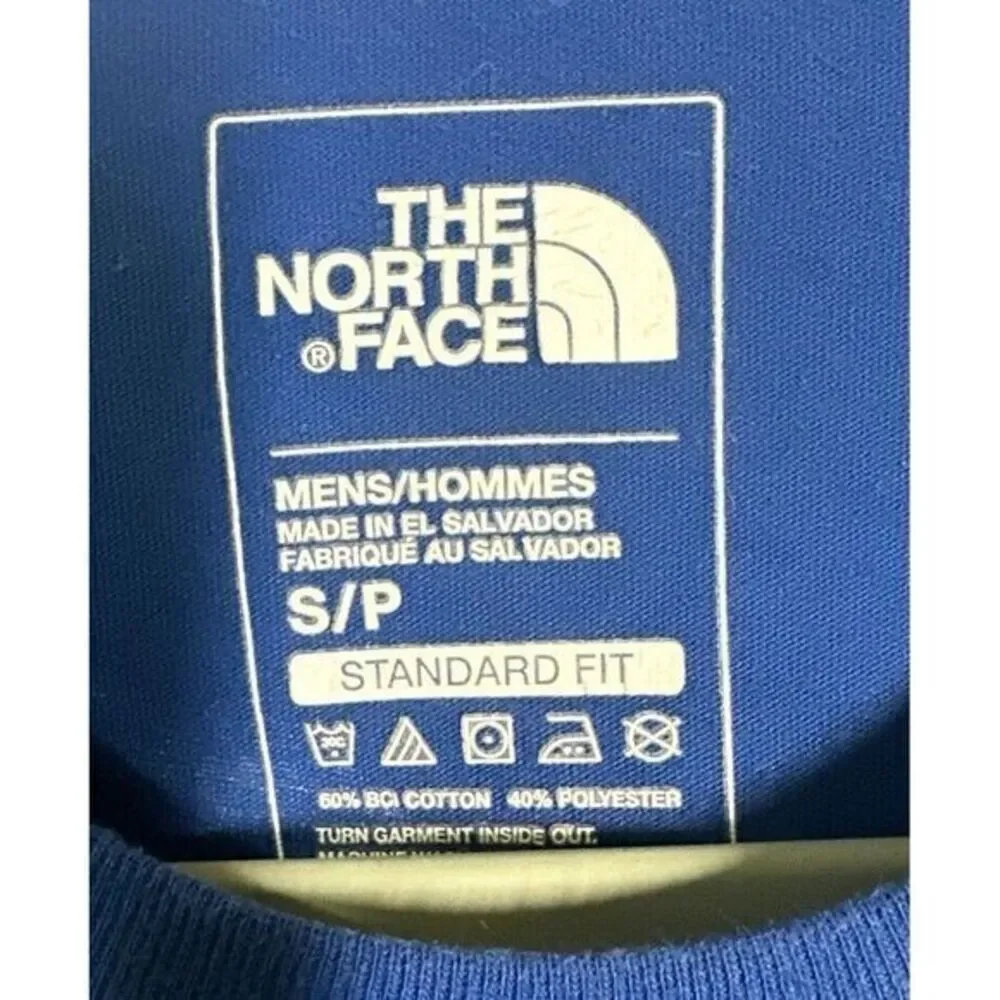 The North Face Shirt Adult Mens Small Blue Spell Out Floral Logo Short Sleeve‎